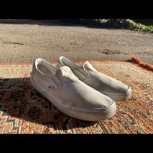 White Slip On Canvas Vans